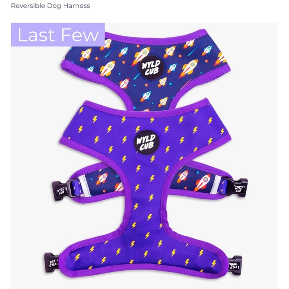 WYLD CUB pocket rocket reversible dog harness, leash, poop bag holder set - Picture 2 of 6